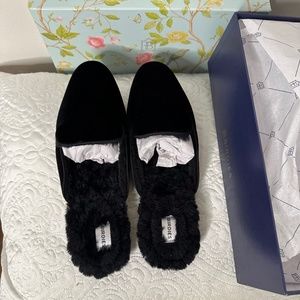 Birdies Velvet Black Phoebe slip on mules/ slippers New in box